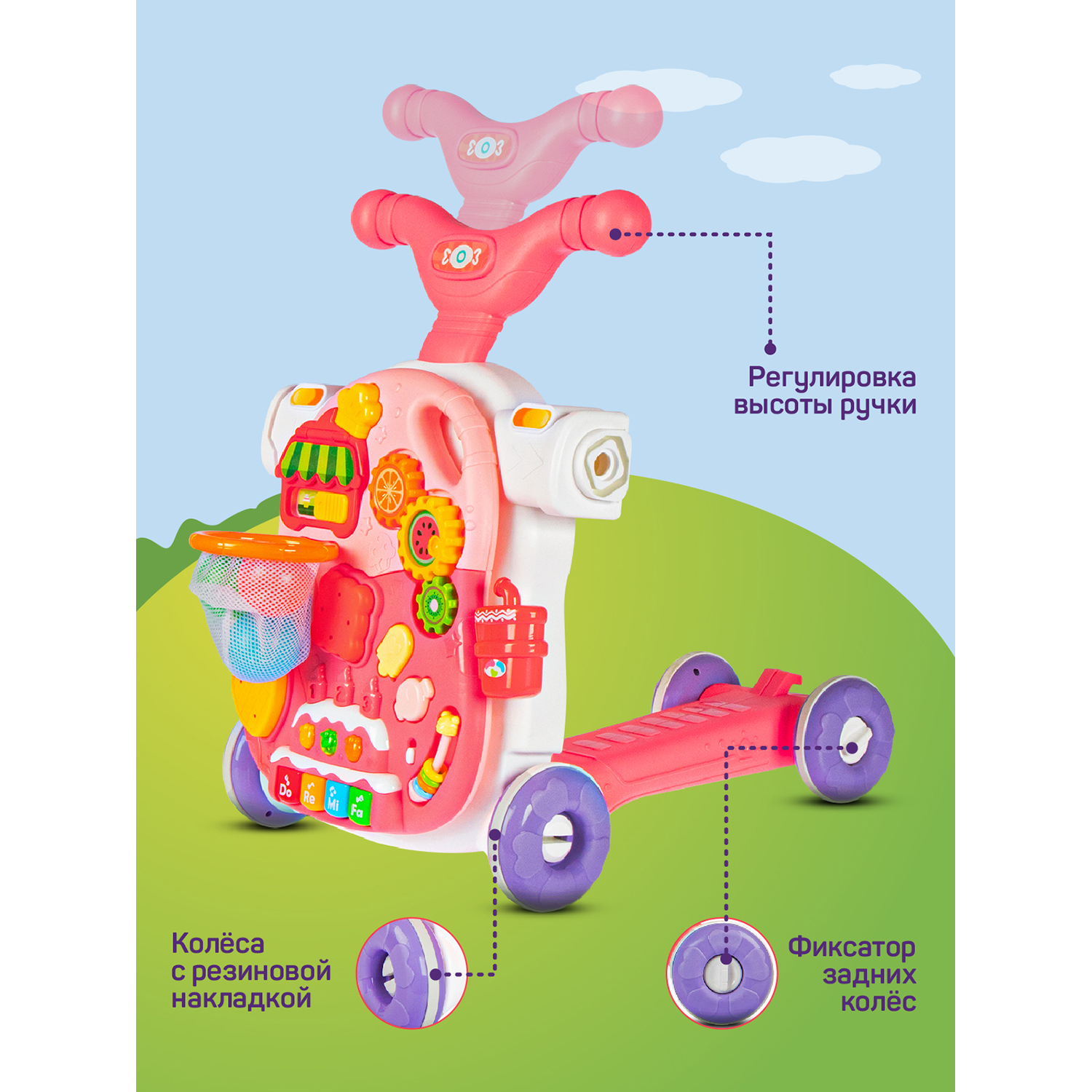Ходунки Smart Baby Музыкальный бизиборд - фото 6