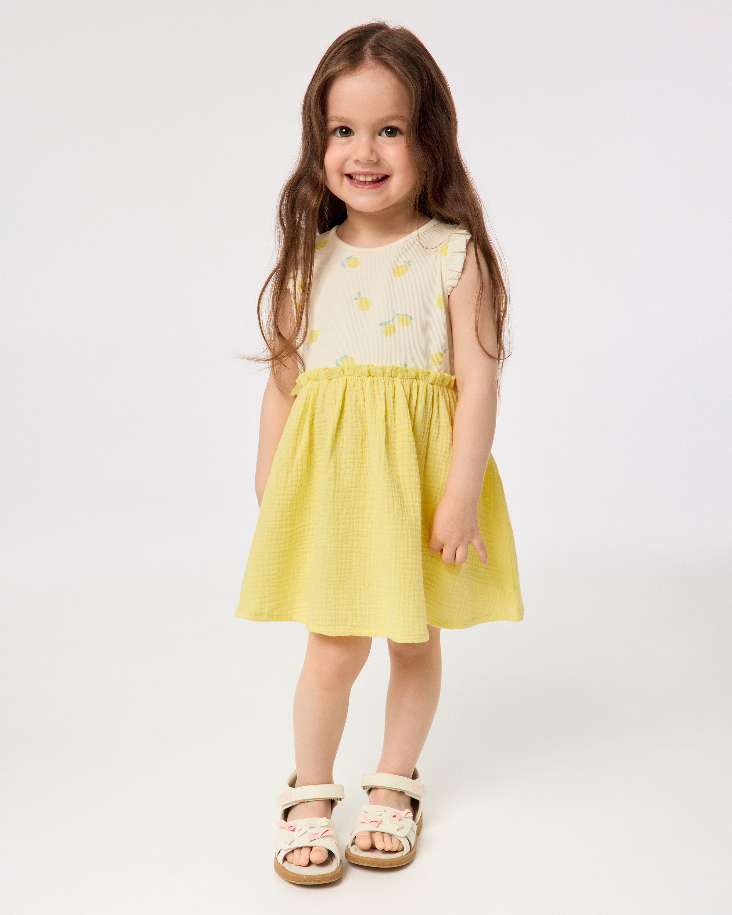 Изображение товара BabyGo Платье для девочки 98 летнее с лимонным принтом и хлопковой юбкой