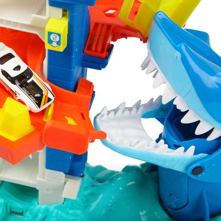 Парковка Hot Wheels Побег от акулы многоуровневый, с лифтом