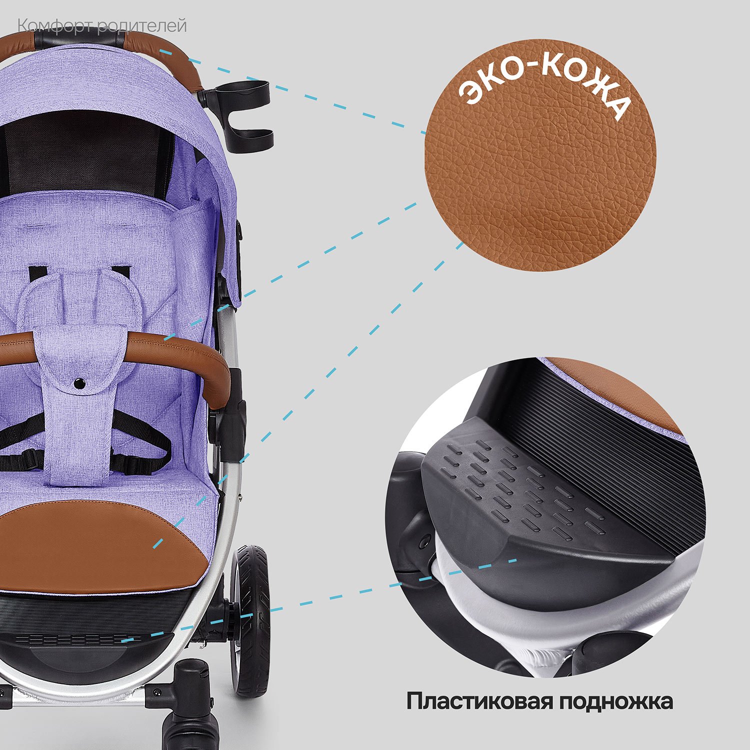 Коляска прогулочная Nuovita Corso фиолетовый - фото 10