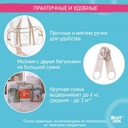 Сумка в роддом ROXY-KIDS прозрачная 2 шт цвет бежевый