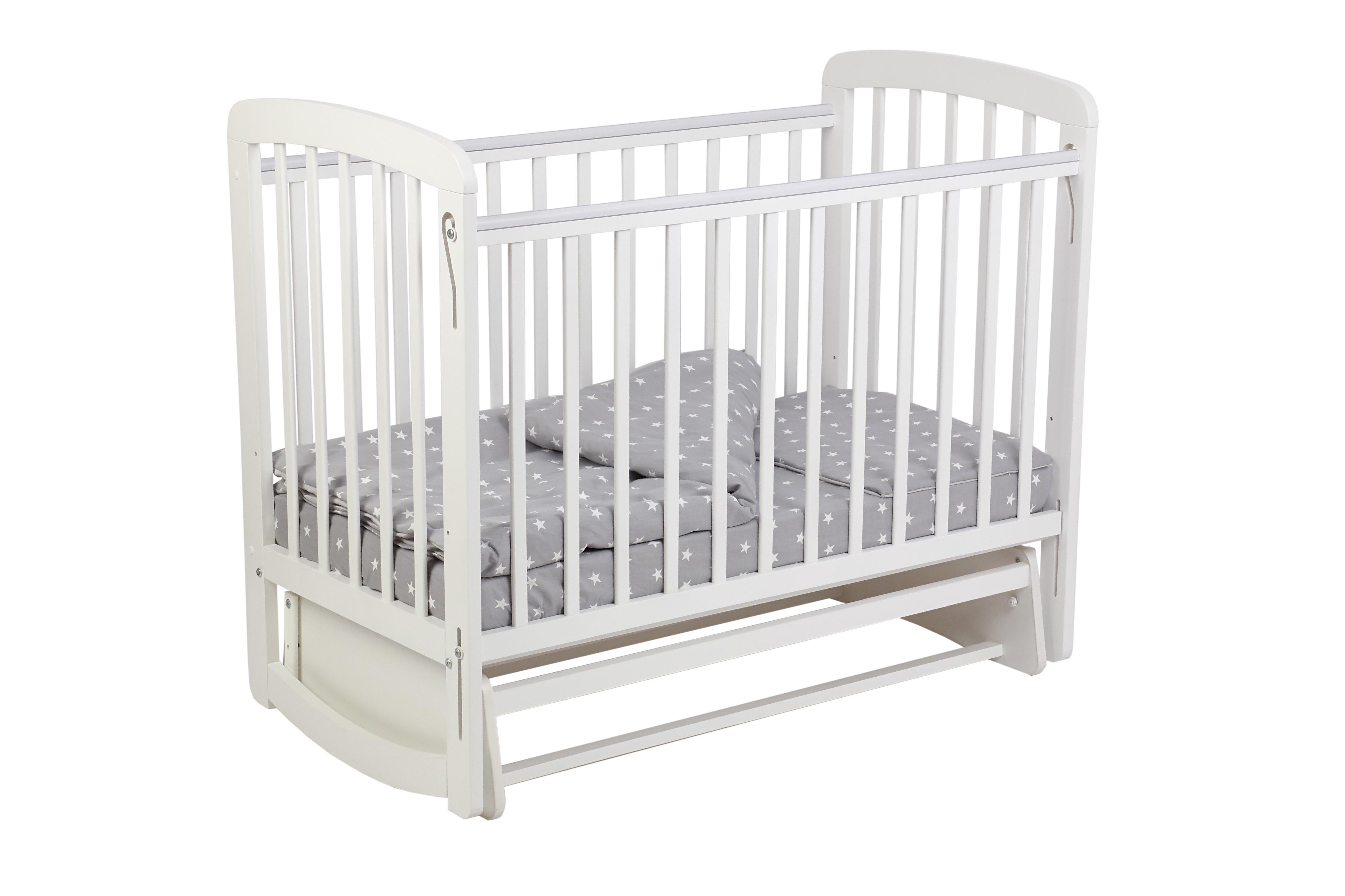 Детская кроватка Polini kids прямоугольная, поперечный маятник (белый) - фото 12