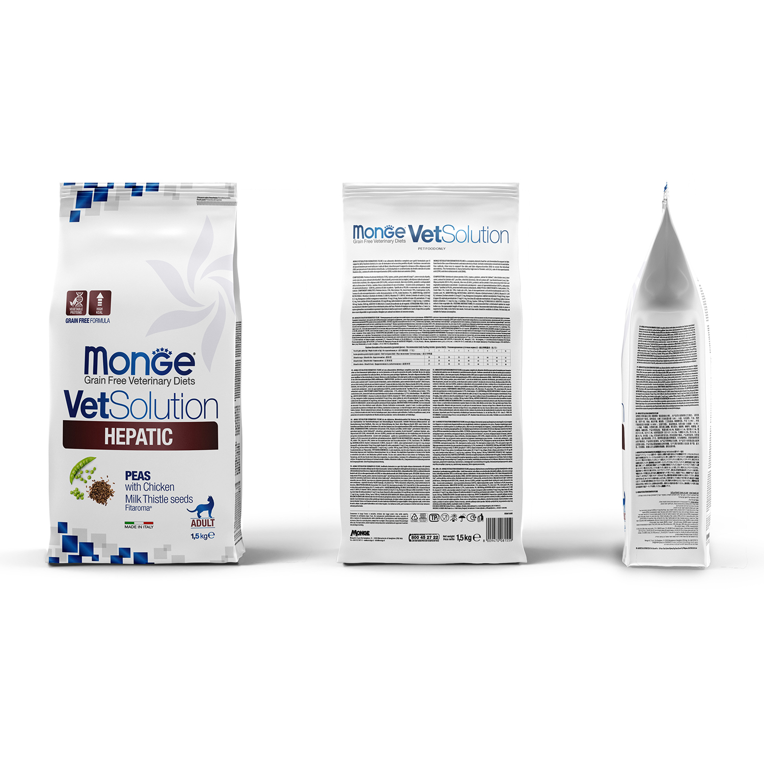 Корм для кошек диетический MONGE VetSolution Cat Hepatic Гепатик при заболеваниях печени 1.5кг - фото 3