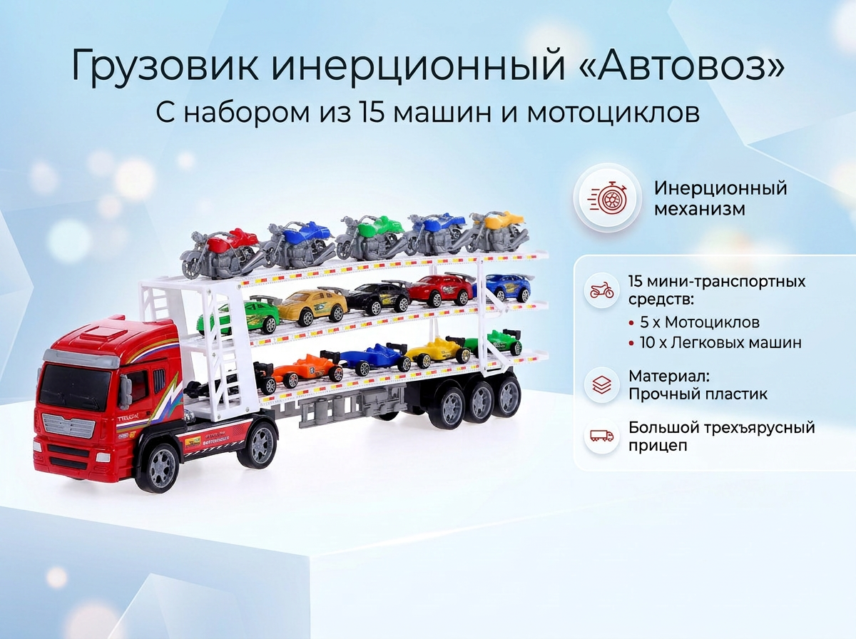 Изображение товара Инерционная игрушка Автовоз Автоград для малышей развитие навыков управления