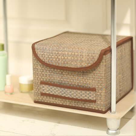 Коробка для хранения CASY HOME С крышкой бежевый 25х27х20см ВО-032