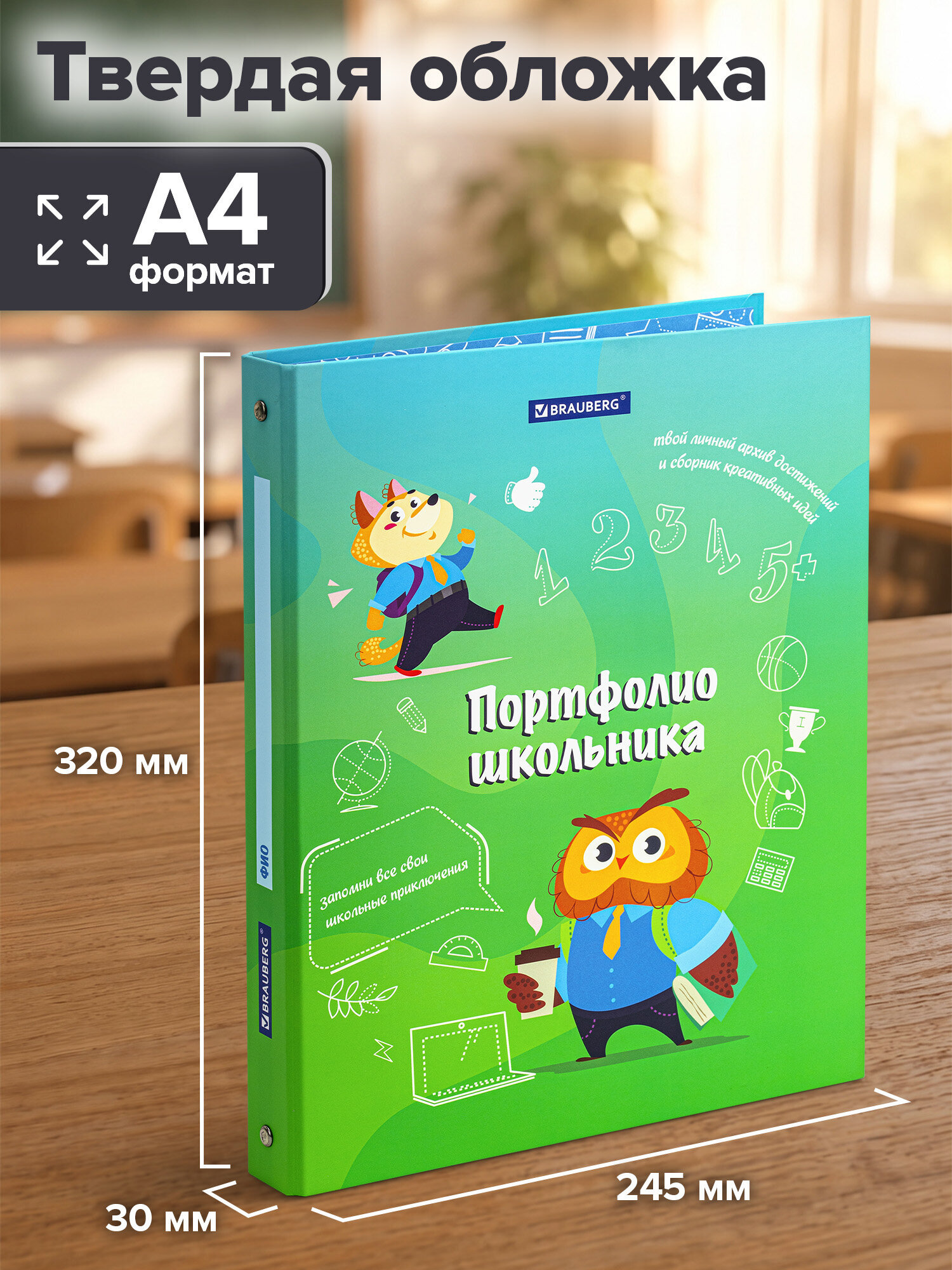 Папка для портфолио Brauberg школьника А4 на кольцах - фото 3