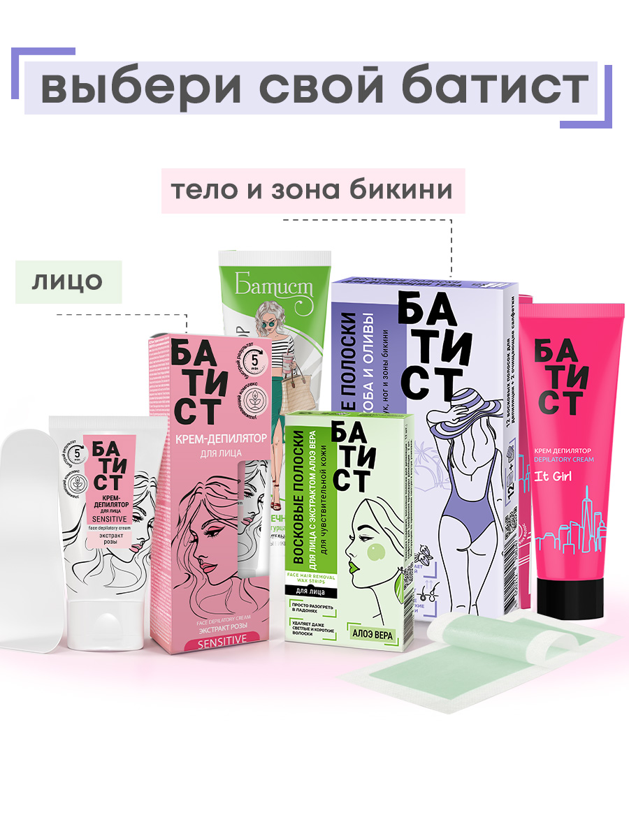 Восковые полоски Батист для чувствительной кожи и зоны бикини с маслом кокоса и алоэ вера - фото 5
