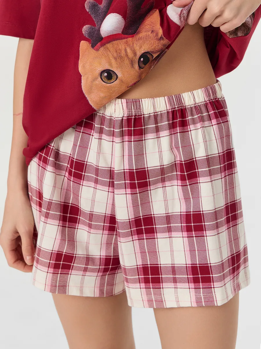 Пижама Mark Formelle (Марк Формэль) 592591/бордо +молочно -бордовая клетка - фото 6