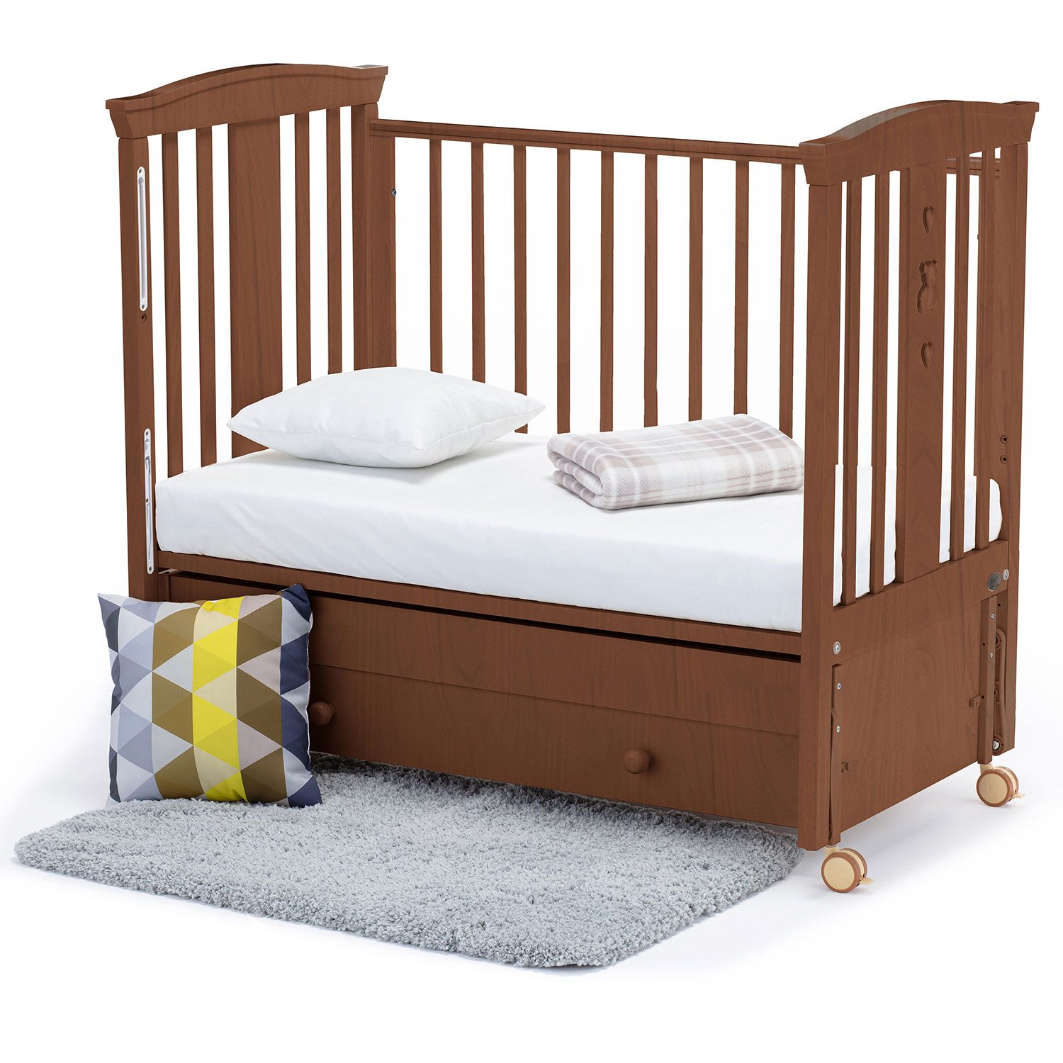 Детская кроватка Nuovita, продольный маятник (темный орех) - фото 23