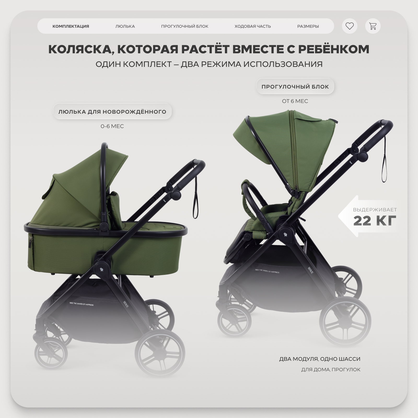 Коляска 2в1 Rant Basic Wave green зеленый - фото 2