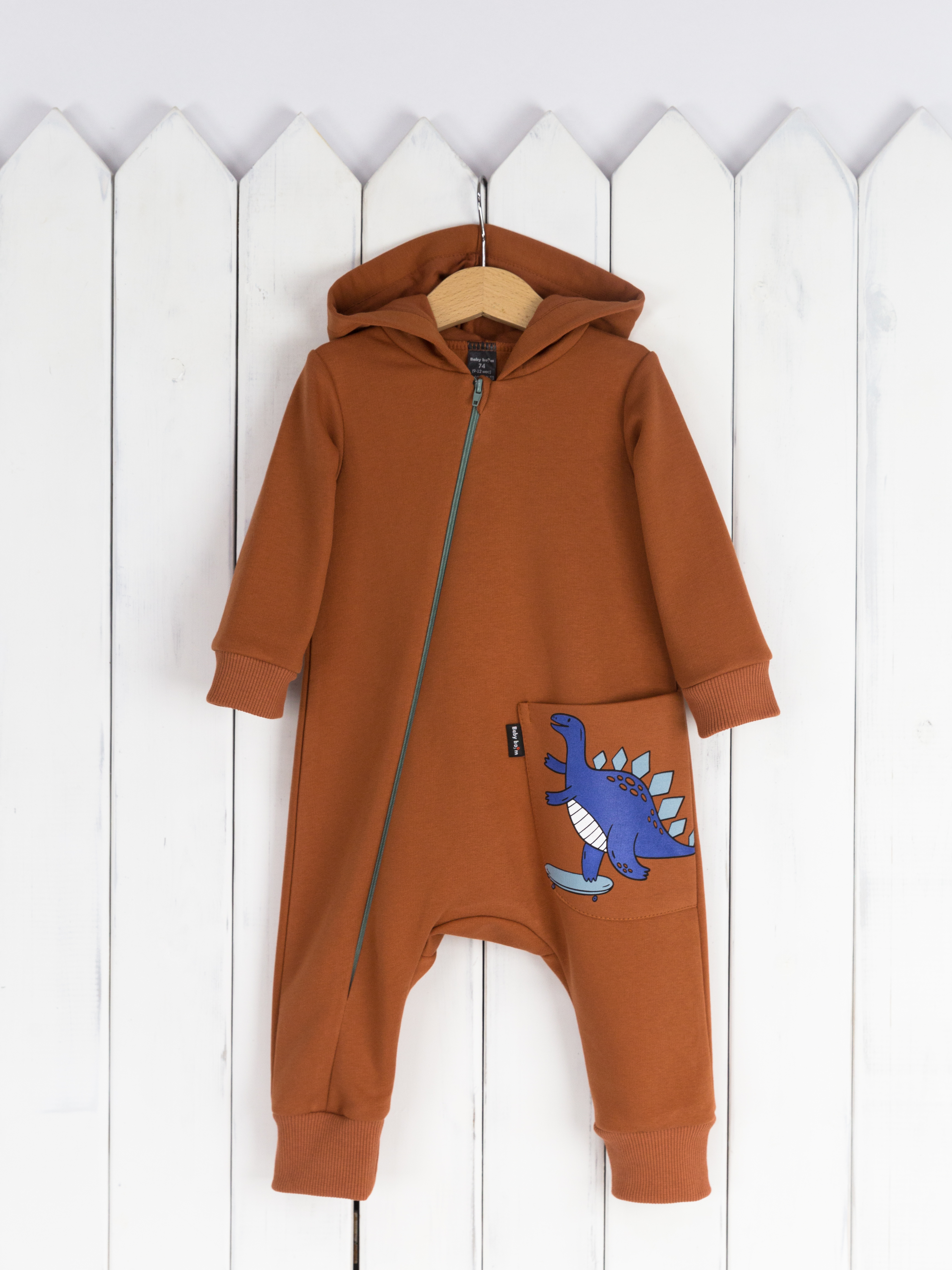 Комбинезон Baby boom К303/2-Ф динозаврик/коричневый - фото 3