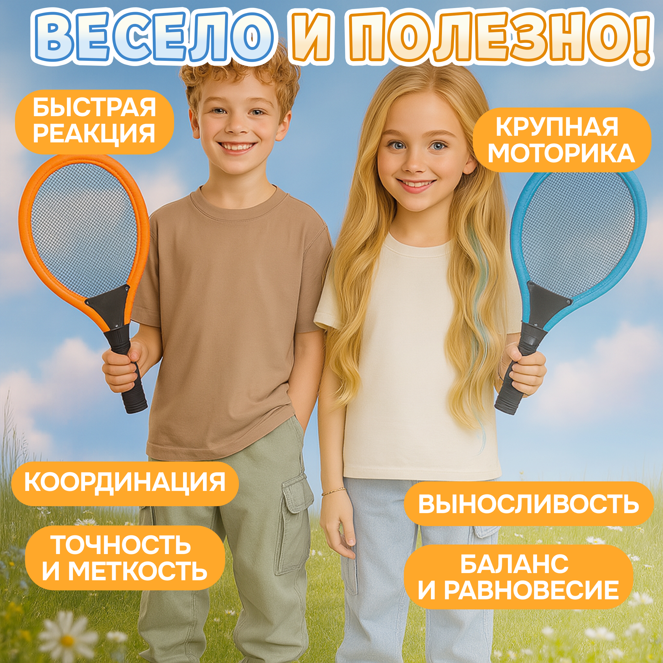 Игровой набор 1TOY Ракетки мягкие и мячик - фото 6