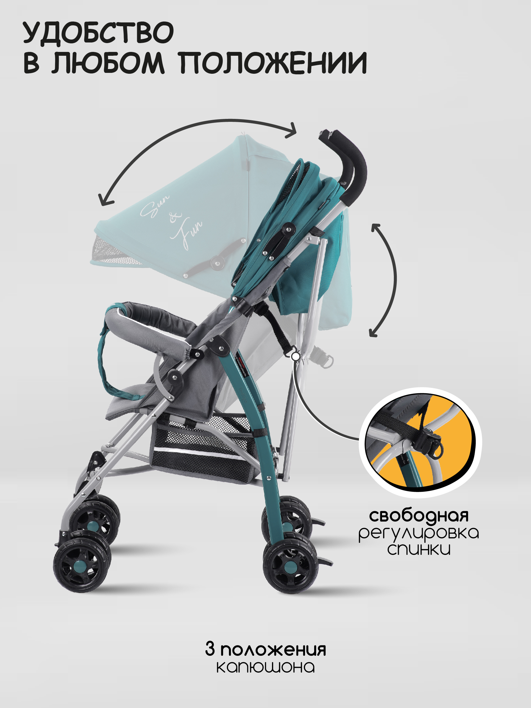 Коляска прогулочная Indigo Bono морская волна - фото 4