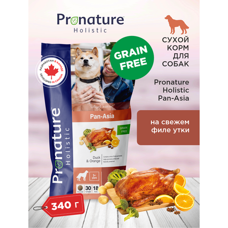 Корм для собак сухой Pronature Holistic Pan-Asia Grain Free беззерновой на утке с апельсином 340г