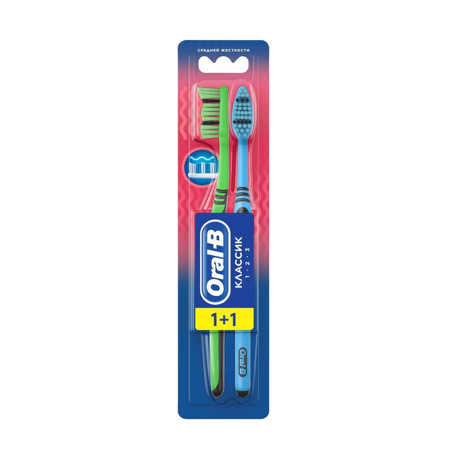 Зубная щетка Oral-B 1 2 3 Классик 40 средняя 2шт - фото 1