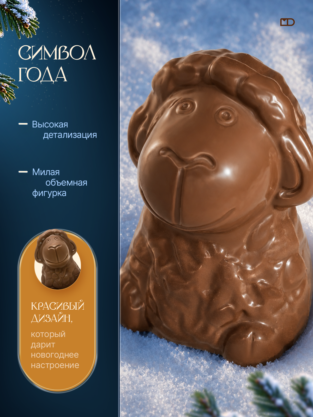 Шоколадная фигурка Овечка Монетный двор подарочный набор шоко фигурок Символ года 3 шт - фото 3