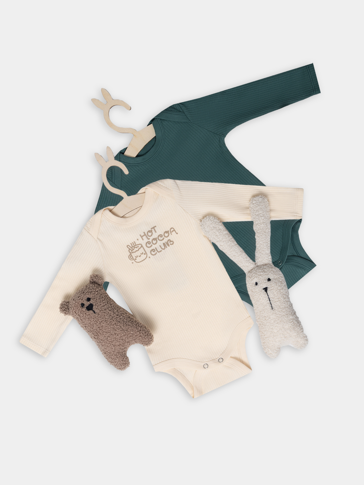 Боди 2 шт Mark Formelle (Марк Формэль) 13018-2/сливочное масло +дымчатая сосна +печать - фото 1