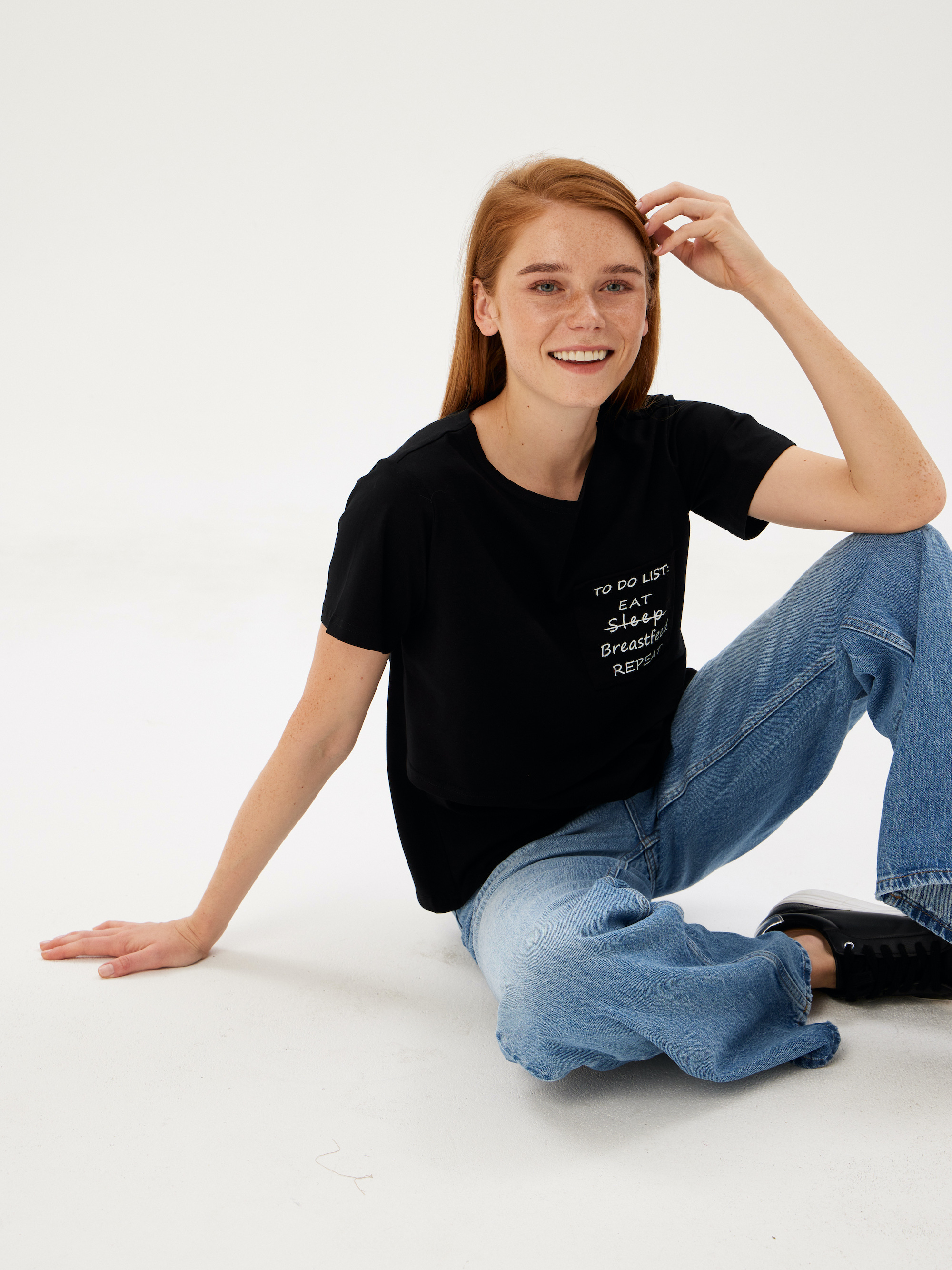 Футболка для кормящих Proud Mom ФТДЛ-0300-черный_принт - фото 5