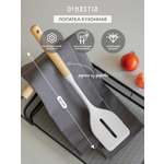 Лопатка кулинарная DeNASTIA Силвуд 33x7x4.4 см силикон бук светло-серый A000351