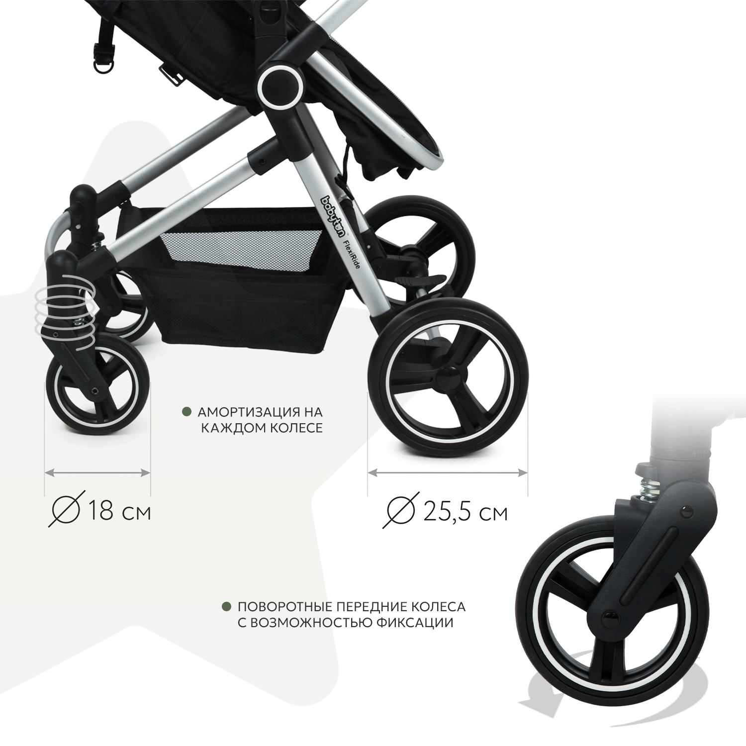 Коляска трансформер Babyton FlexiRide Black-Green - фото 2