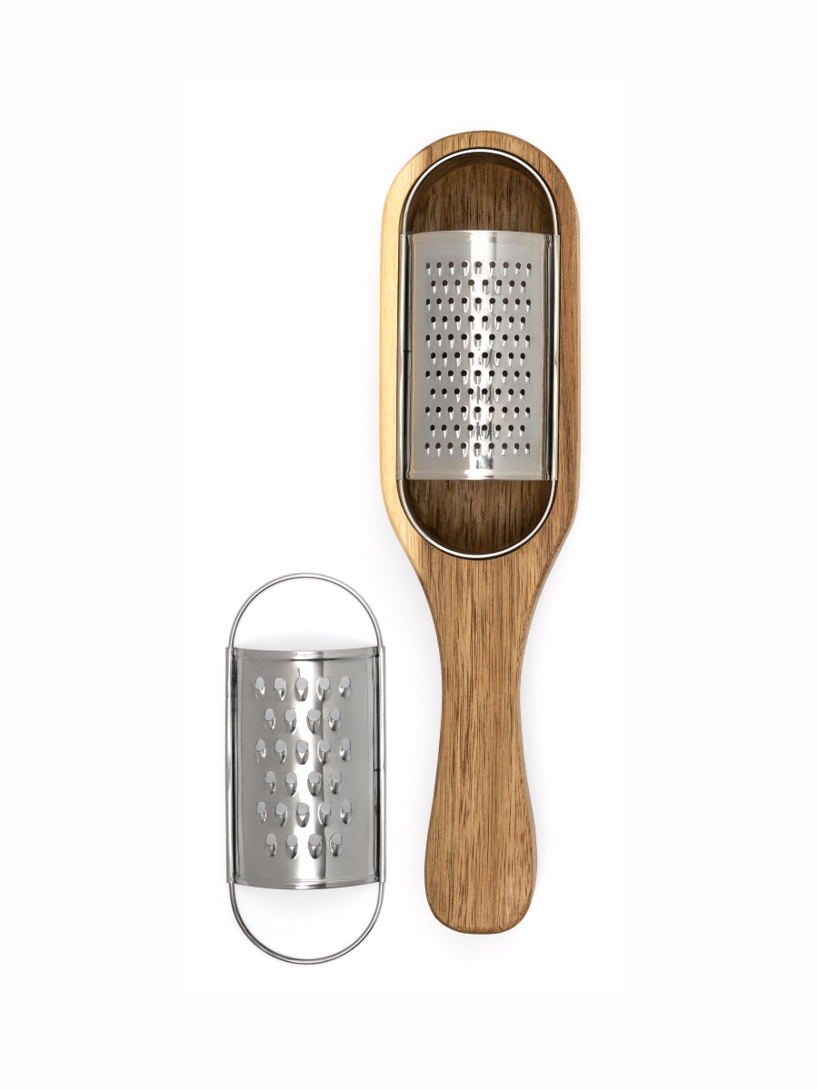 Терка с контейнером DeNASTIA 2 насадки нерж.ст.+акация 27,5x7x4/6 A000394 - фото 9