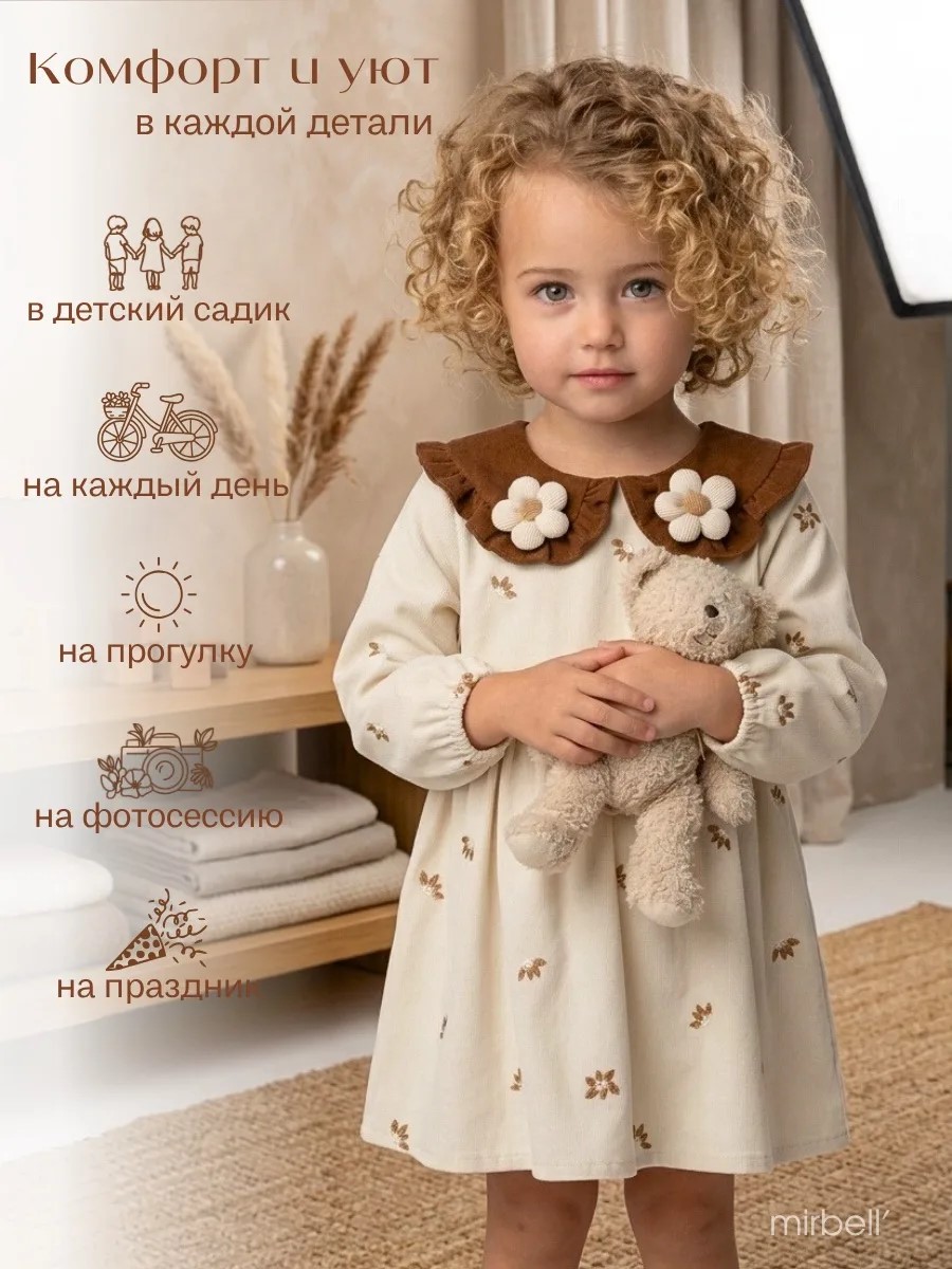 Платье Mirbell ПлБежВельвет - фото 2