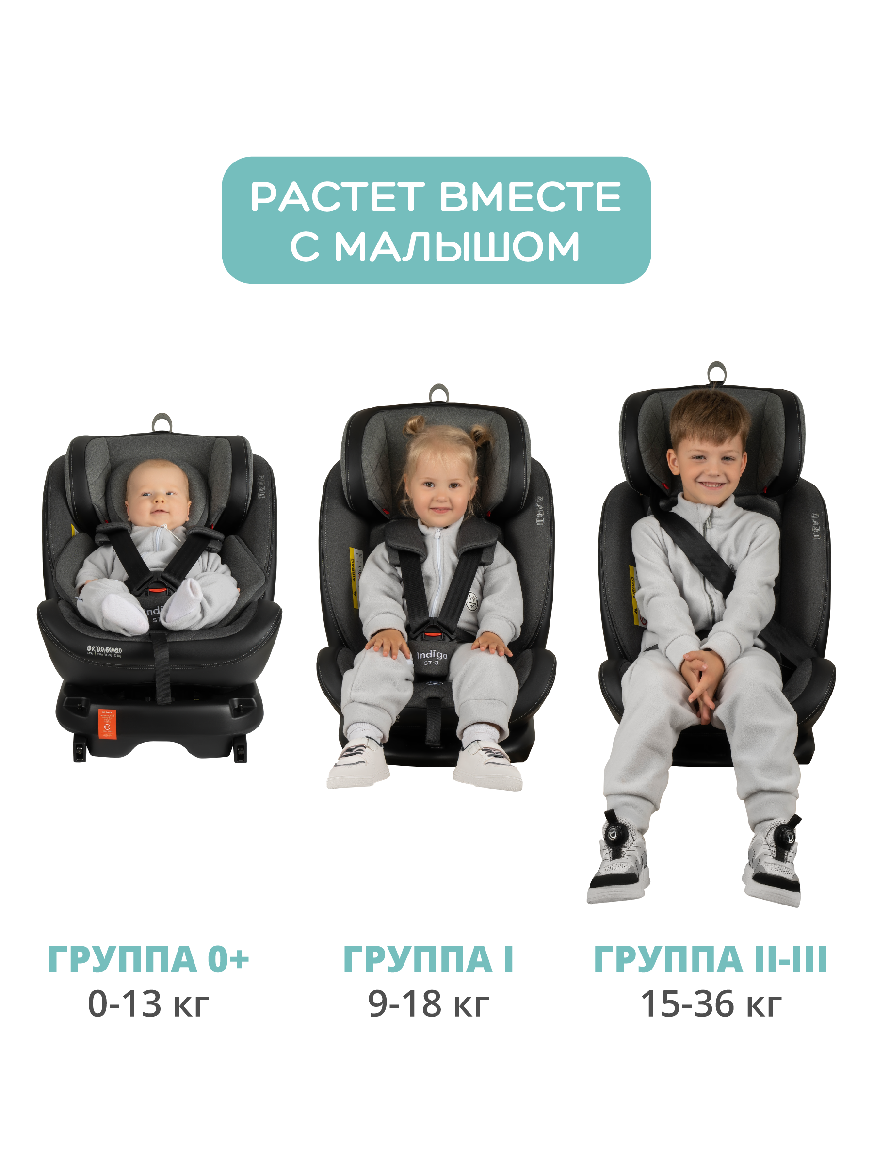 Автокресло Indigo Aero Isofix 0+/1/2/3 (0-36 кг) серый - фото 9
