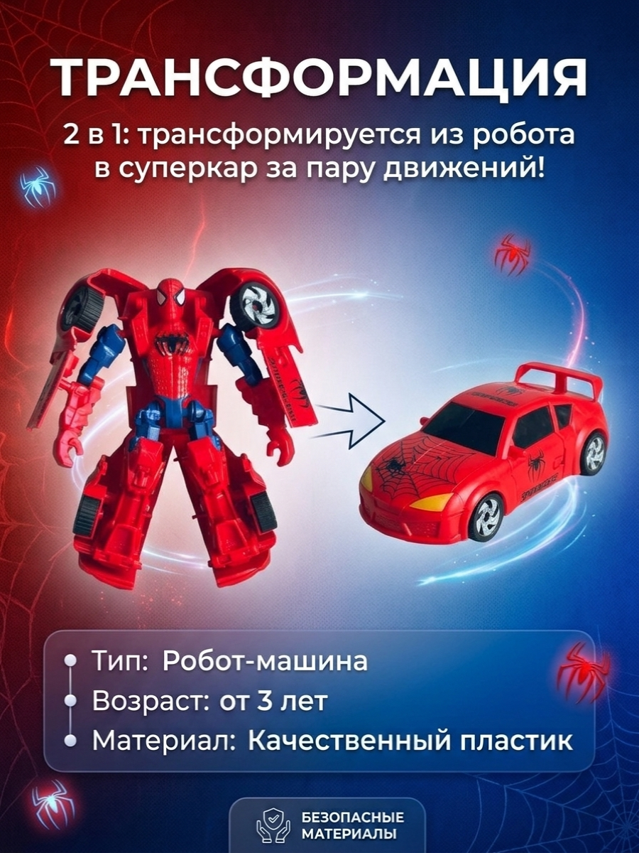 Фигурка ТОТОША Marvel Трансформер Человек Паук 2в1 - фото 2