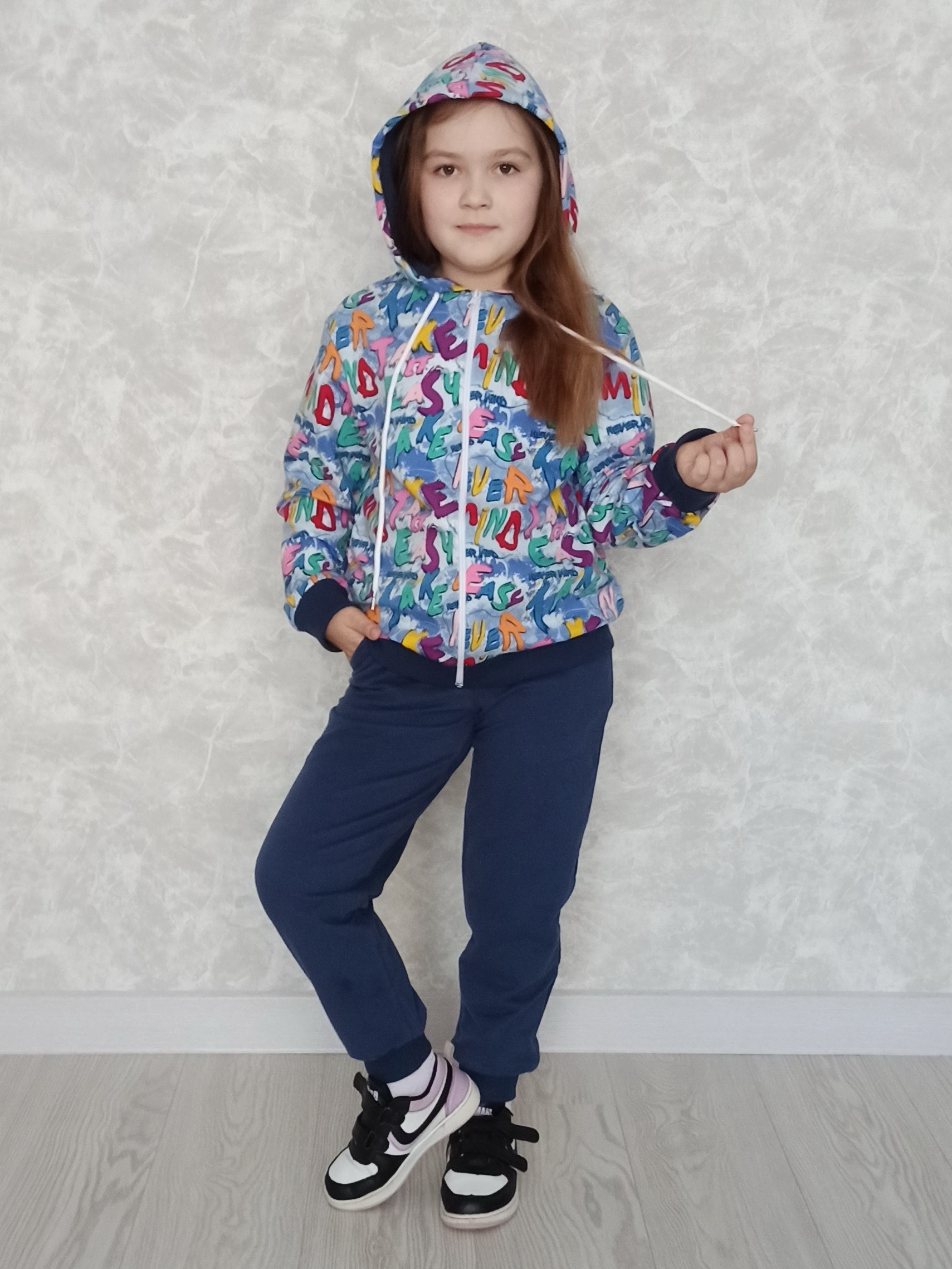 Худи и брюки Агапэ 8013_голубой буквы - фото 1