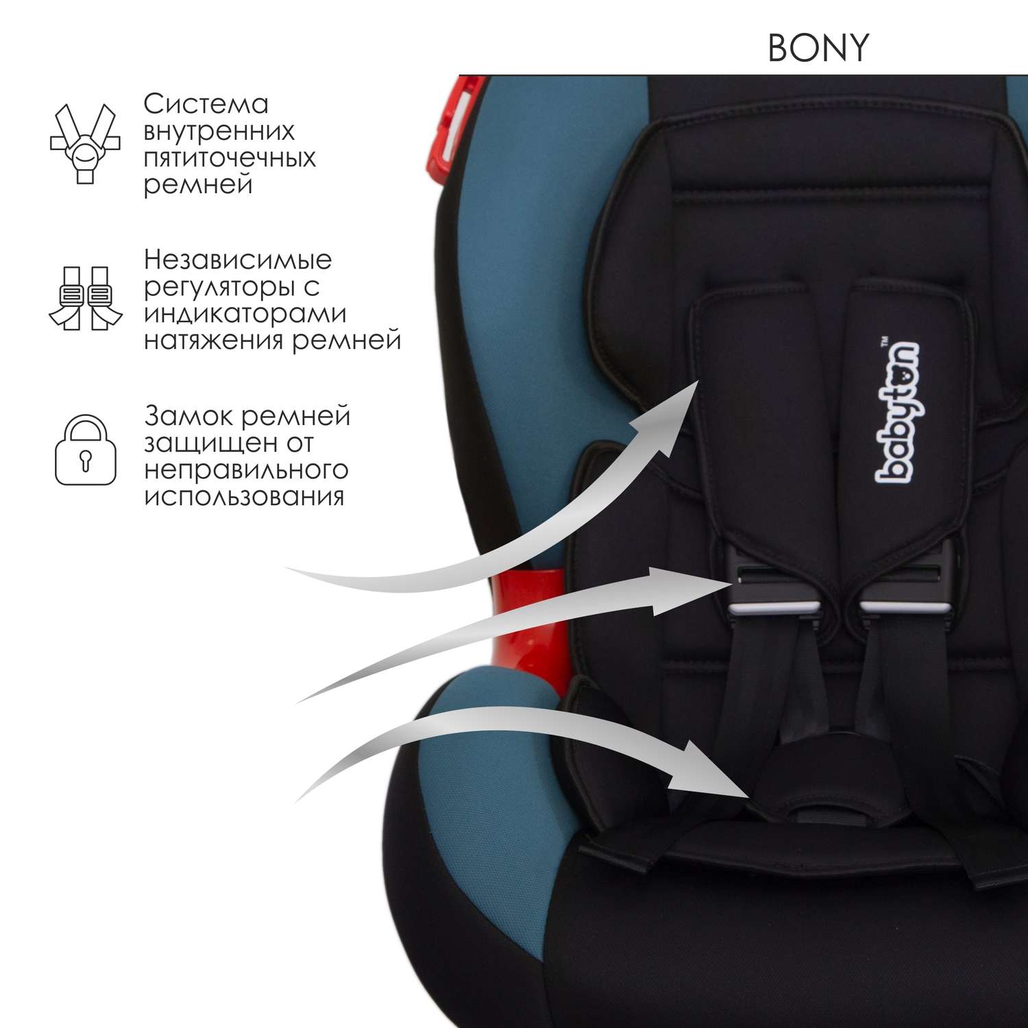 Автокресло Babyton Bony Black-Aqua 1/2 (9-25 кг) - фото 6