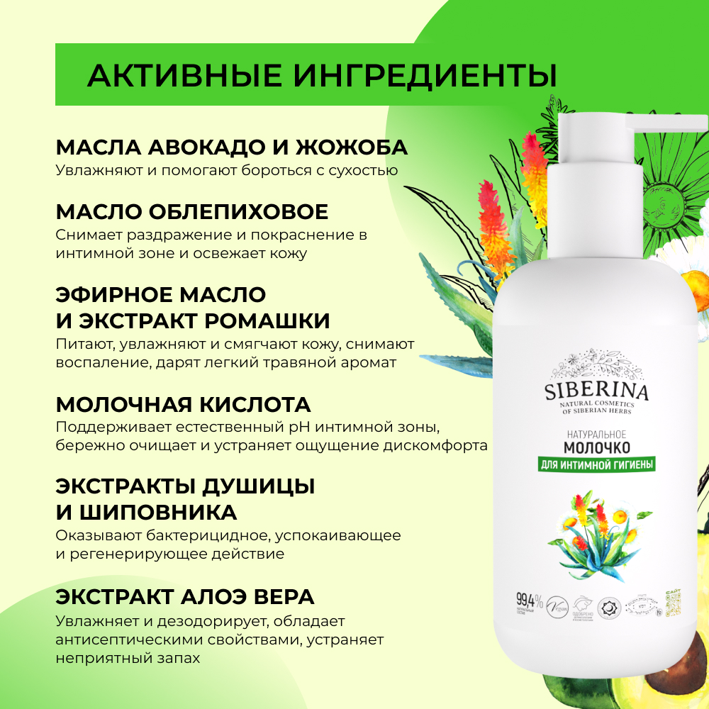 Молочко Siberina натуральное молочко для интимной гигиены 200 мл - фото 4