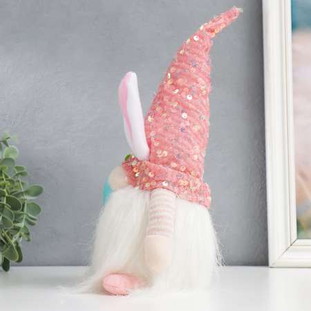 Кукла интерьерная Sima-Land «Гном в колпаке» розовый 30х8х8 см