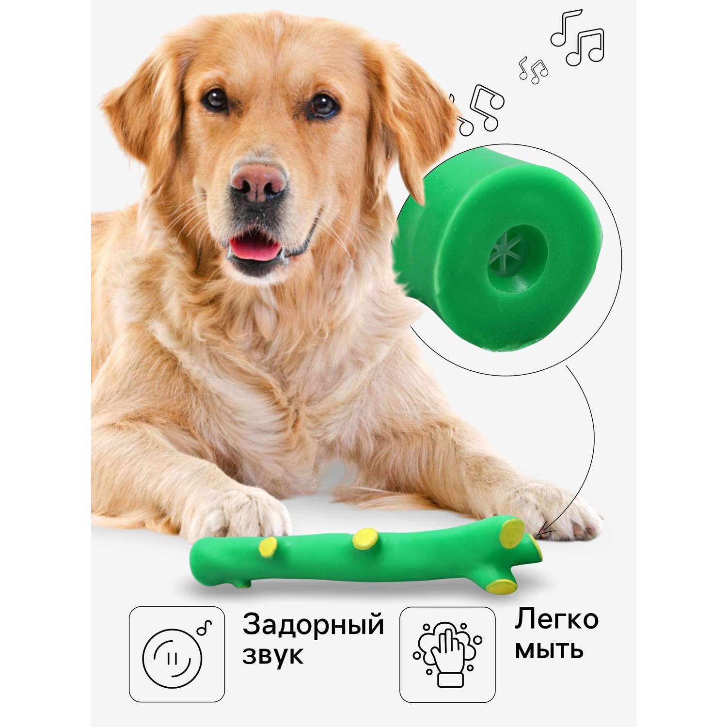 Игрушка Пижон Ветка пищащая для собак 21.5см зелёная 7471566 - фото 2