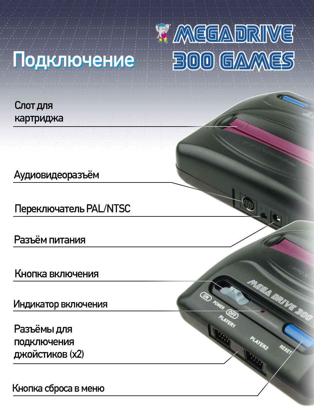 Игровая приставка Dendy Mega Drive 300 little + конвертер - фото 5