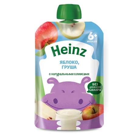 Пюре Heinz яблоко-груша-сливки 90г с 6месяцев