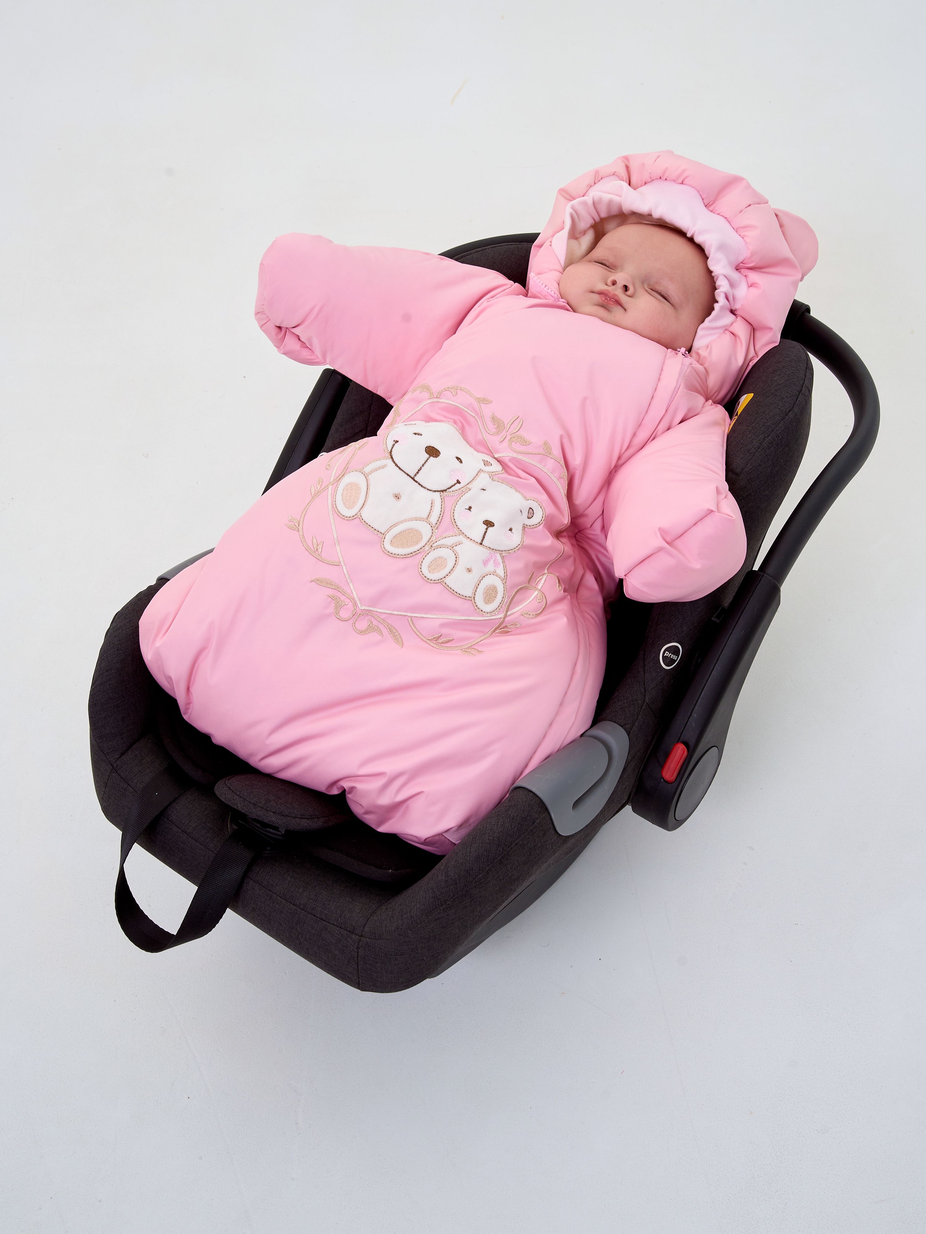 Конверт в коляску Осьминожка Мишки розовый - фото 1