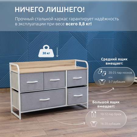 Комод Leset Ноа широкий (серый, белый)