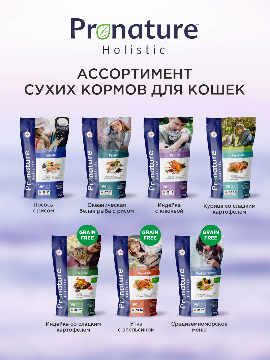 Корм для кошек сухой Pronature Holistic Pilgrim на индейке и курице с клюквой 340г - фото 8