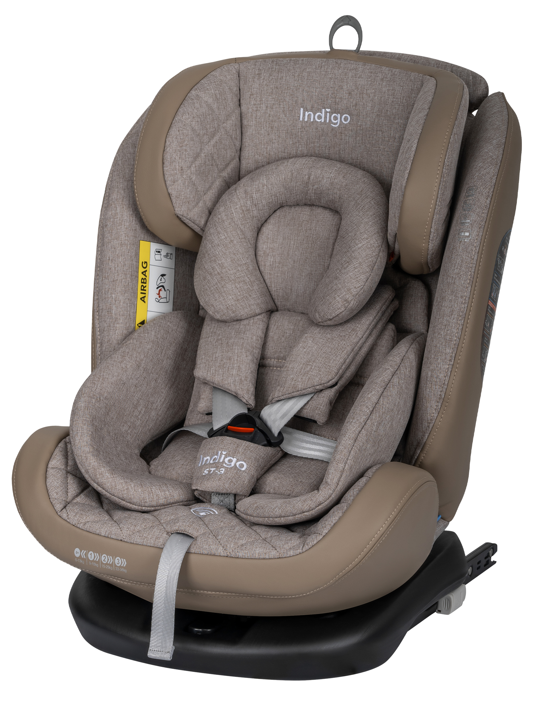 Автокресло Indigo Aero бежевый лен Isofix 0+/1/2/3 (0-36 кг) - фото 12