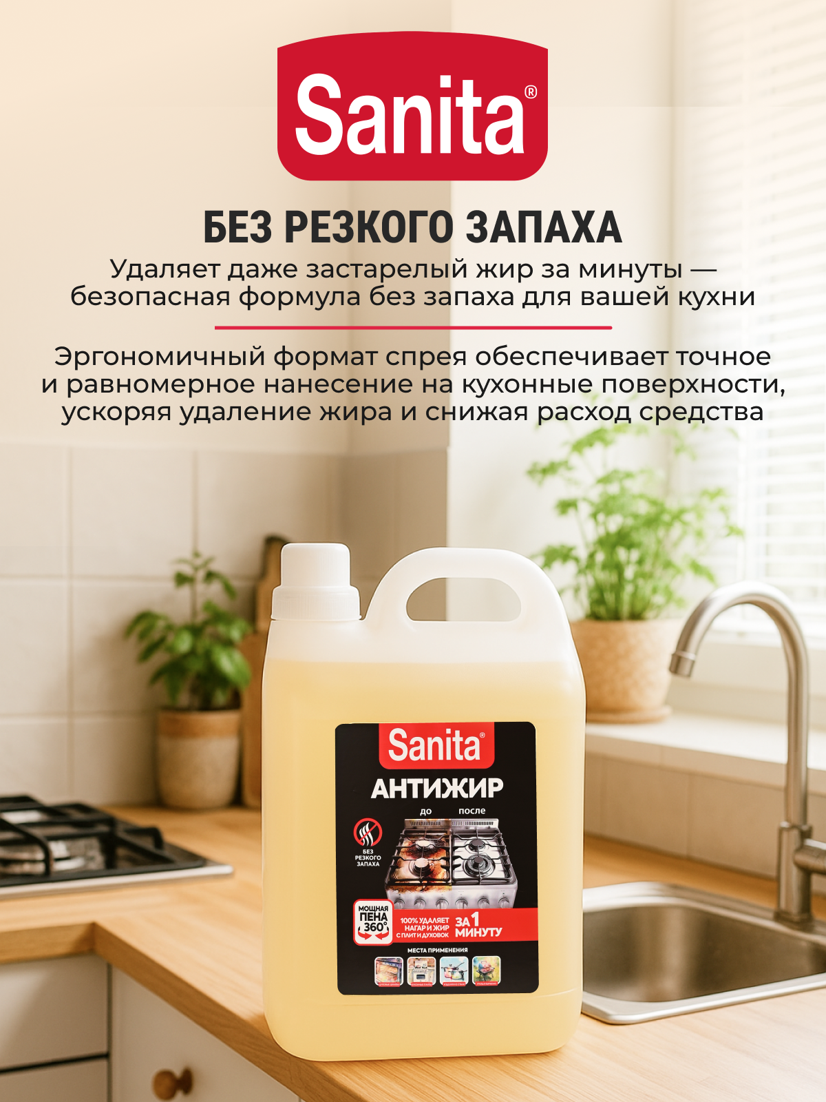 Чистящее средство Sanita 1 минута 5000 мл для кухни 1 шт. - фото 2