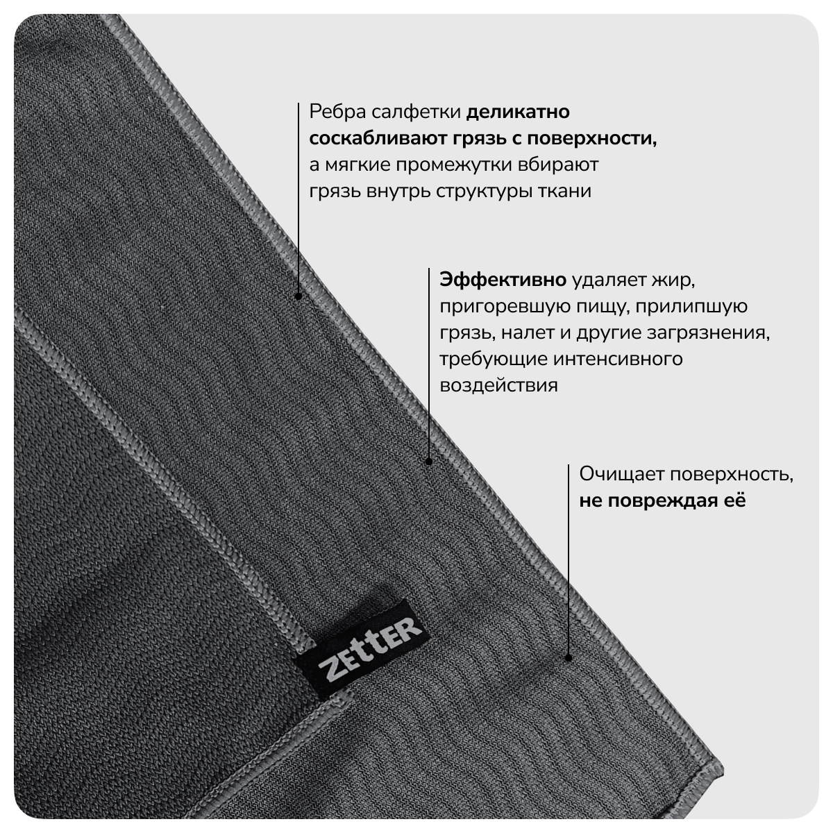 Салфетка из микрофибры Zetter с ребристой структурой 2 шт - фото 2