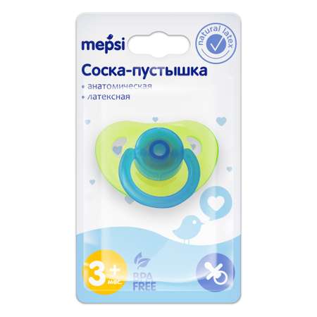 Пустышка Mepsi анатомическая от 3 мес. в ассортименте