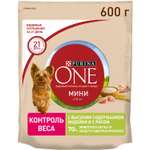 Корм для собак Purina One Mini здоровый вес индейка-рис 600г