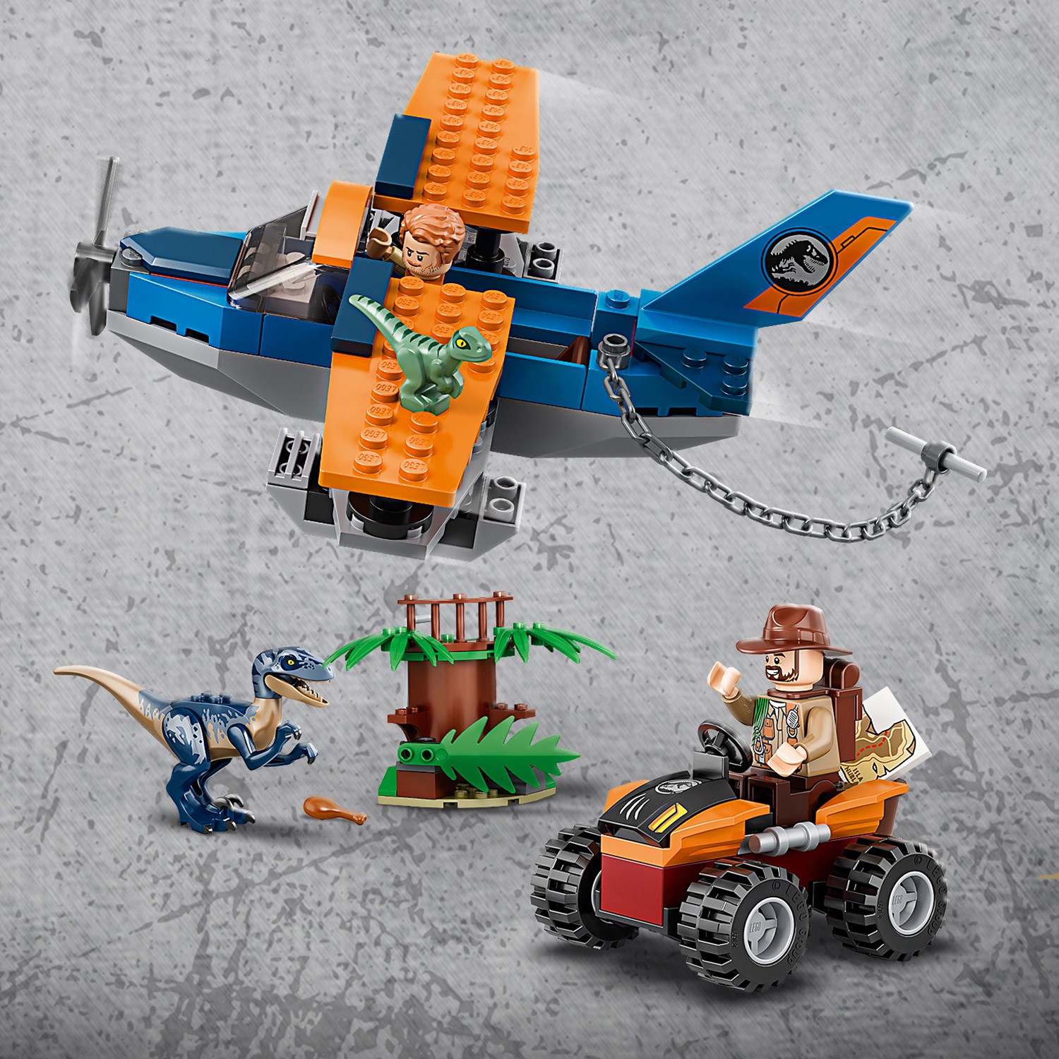 Конструктор LEGO Jurassic World Велоцираптор: спасение биплан блочный - фото 10