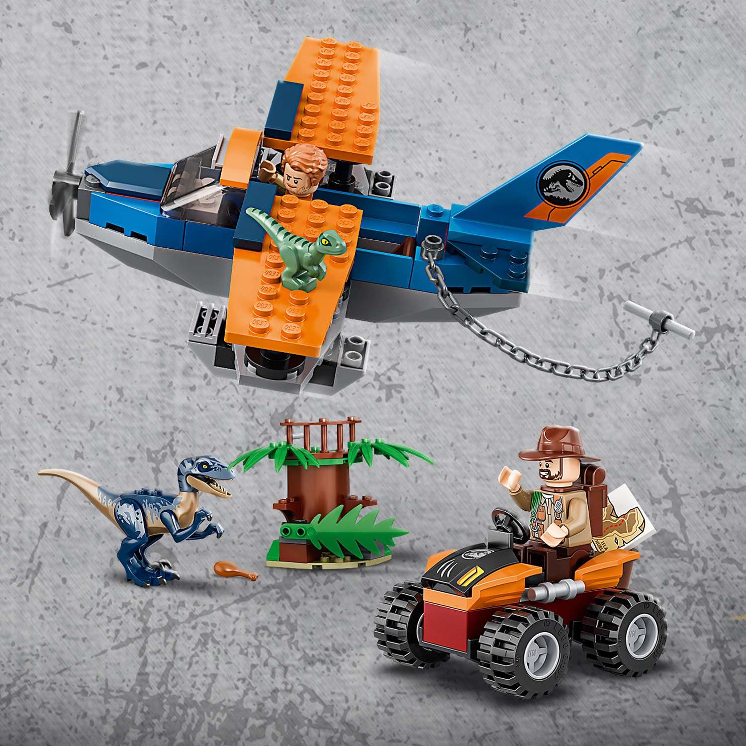 Конструктор LEGO Jurassic World Велоцираптор: спасение биплан блочный - фото 10