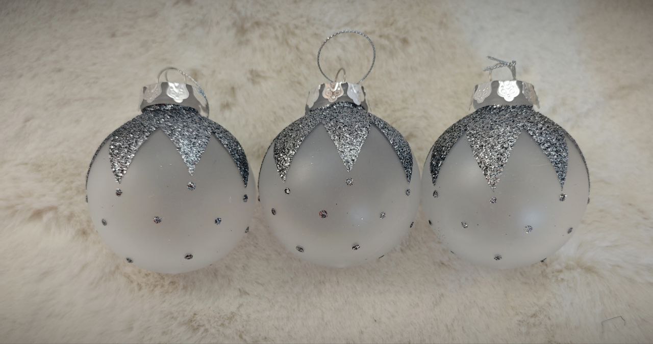 Набор Шар серебристый матовый 3шт 8см Магия праздника MAG1930 - фото 1