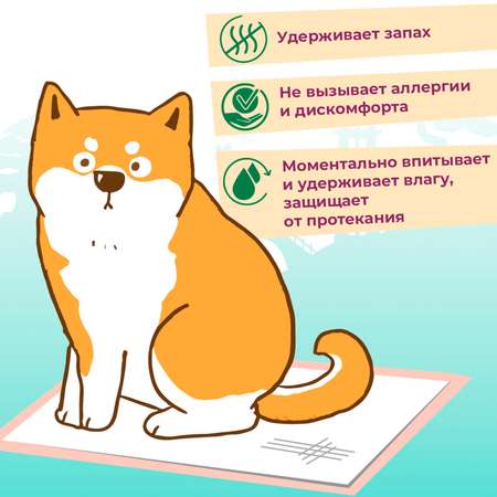 Пеленки для собак Toshiko впитывающие одноразовые с ароматом сакуры 60*40 10шт 157336
