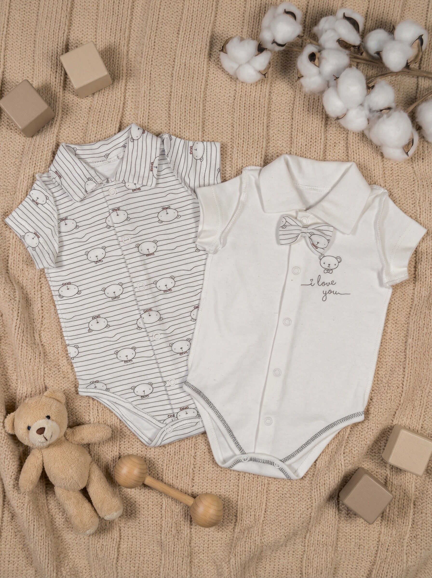 Боди 2 шт Шустрая пчелка 870002ПолоскаБантик - фото 1