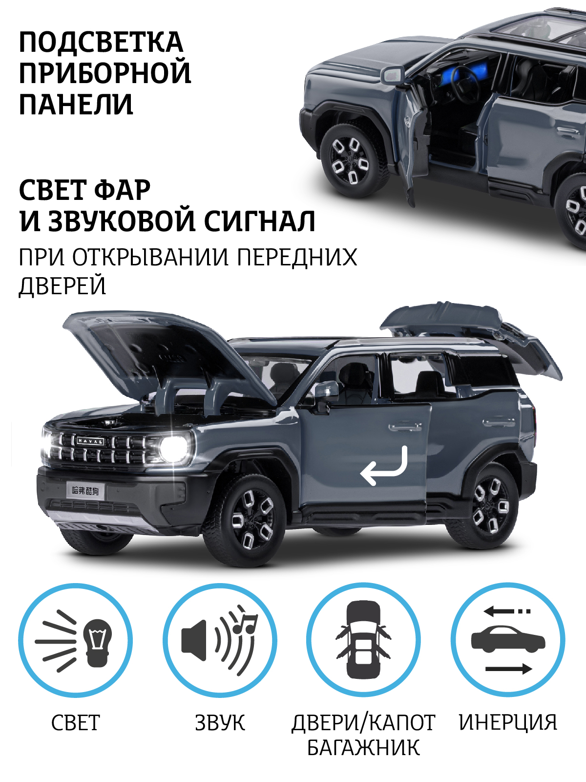 Внедорожник АВТОпанорама Haval Kugou 1:32 JB1251613 - фото 2