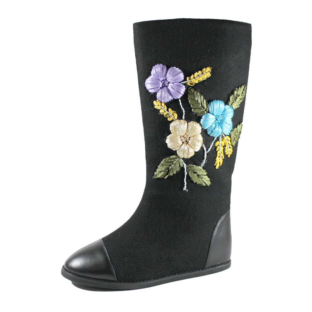 Сапоги Europen N192A-99A-SV/цветы EUROPEN Сапоги войлочные для девочки,черный - фото 1